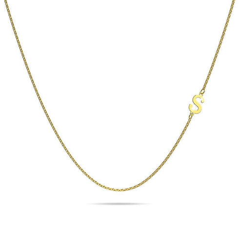 Bold Alphabet Letter Initial Charm Necklace in Gold Tone